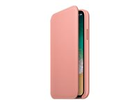 Apple - Protection à rabat pour téléphone portable - cuir - rose doux - pour iPhone X MRGF2ZM/A