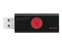 Kingston DataTraveler 106 - Clé USB - 64 Go - USB 3.1 Gen 1 - Noir sur rouge DT106/64GB