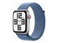 Apple Watch SE (GPS + Cellular) - 2e génération - 44 mm - aluminium argenté - montre intelligente avec boucle sport - textile - bleu hiver - taille du poignet : 145-220 mm - 32 Go - Wi-Fi, LTE, Bluetooth - 4G - 33 g MRHM3QF/A