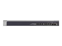 NETGEAR Smart XS708T - Commutateur - L3 Lite - intelligent - 8 x 10GBase-T + 2 x 10 Gigabit SFP+ partagés - de bureau, Montable sur rack XS708T-100NES