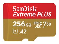 SanDisk Extreme PLUS - Carte mémoire flash (adaptateur microSDXC vers SD inclus(e)) - 256 Go - A2 / Video Class V30 / UHS-I U3 / Class10 - microSDXC UHS-I SDSQXBZ-256G-GN6MA