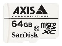 AXIS Surveillance - Carte mémoire flash (adaptateur microSDXC vers SD inclus(e)) - 64 Go - Class 10 - micro SDXC - blanc - pour AXIS D201, M3085, M3086, M4308, M5075, P3818, Q1656, Q1715, Q1942, Q6100; P37 Series 5801-951