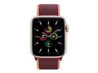 Apple Watch SE (GPS + Cellular) - 44 mm - or-aluminium - montre intelligente avec boucle sport - nylon tissé - lie-de-vin - taille du poignet : 145-220 mm - 32 Go - Wi-Fi, Bluetooth - 4G - 36.36 g MYEY2NF/A