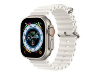 Apple Watch Ultra - 49 mm - titane - montre intelligente avec Bracelet Océan - fluoroélastomère - blanc - taille du poignet : 130-200 mm - 32 Go - Wi-Fi, LTE, UWB, Bluetooth - 4G - 61.3 g MNHF3NF/A