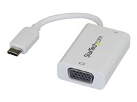 StarTech.com Adaptateur vidéo USB-C vers VGA avec USB Power Delivery - Convertisseur USB Type-C vers HD15 - M/F - 1920 x 1200 - Blanc - Adaptateur vidéo externe - USB-C - VGA - blanc CDP2VGAUCPW