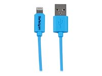 StarTech.com Câble Apple Lightning vers USB pour iPhone, iPod, iPad 1m - Cordon de charge / synchronisation Mâle/Mâle - Bleu - Câble Lightning - Lightning (M) pour USB (M) - 1 m - double blindage - bleu - pour P/N: ST73007UA USBLT1MBL