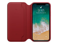 Apple (PRODUCT) RED - Protection à rabat pour téléphone portable - cuir - rouge - pour iPhone X MRQD2ZM/A