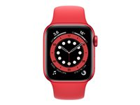Apple Watch Series 6 (GPS + Cellular) - (PRODUCT) RED - 40 mm - aluminium rouge - montre intelligente avec bande sport - fluoroélastomère - rouge - taille du bracelet : S/M/L - 32 Go - Wi-Fi, Bluetooth - 4G - 30.5 g M06R3NF/A