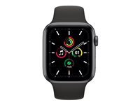 Apple Watch SE (GPS) - 44 mm - espace gris en aluminium - montre intelligente avec bande sport - fluoroélastomère - noir - taille du bracelet : S/M/L - 32 Go - Wi-Fi, Bluetooth - 36.2 g MYDT2NF/A