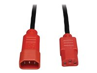 Tripp Lite 4ft Computer Power Cord Extension Cable C14 to C13 Red 10A 18AWG 4' - Rallonge de câble d'alimentation - IEC 60320 C14 pour IEC 60320 C13 - CA 100-250 V - 10 A - 1.2 m - noir, rouge P004-004-RD