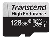 Transcend 350V - Carte mémoire flash (adaptateur SD inclus(e)) - 128 Go - UHS-I U1 / Class10 - microSDXC UHS-I TS128GUSD350V