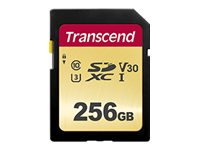 Transcend 500S - Carte mémoire flash - 256 Go - Video Class V30 / UHS-I U3 / Class10 - SDXC UHS-I TS256GSDC500S