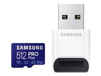 Samsung PRO Plus MB-MD512KB - Carte mémoire flash (adaptateur microSDXC vers SD inclus(e)) - 512 Go - A2 / Video Class V30 / UHS-I U3 / Class10 - microSDXC UHS-I - bleu MB-MD512KB/WW