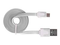 Urban Factory Cable Flat USB to Micro USB - White 1m - Câble de chargement / de données - Micro-USB de type B mâle pour USB mâle - 1 m - blanc - plat CBL86UF