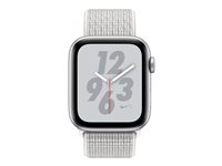 Apple Watch Nike+ Series 4 (GPS + Cellular) - 44 mm - aluminium argenté - montre intelligente avec boucle Nike sport - nylon tissé - sommet blanc - taille de bande 145-220 mm - 16 Go - Wi-Fi, Bluetooth - 4G - 36.7 g MTXJ2NF/A