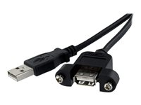 StarTech.com Câble USB 2.0 à montage sur panneau de 60cm - Rallonge USB monté sur goulotte - Cordon USB A vers A - F/M - Noir - Rallonge de câble USB - USB (F) pour USB (M) - 60 cm - moulé, vis moletées - noir - pour P/N: UUSBOTG USBPNLAFAM2