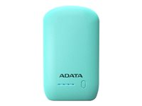 ADATA P10050 - Banque d'alimentation - 10050 mAh - 2.4 A - 2 connecteurs de sortie (USB) - sur le câble : Micro-USB - Bleu turquoise AP10050-DUSB-5V-CGN