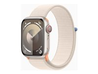 Apple Watch Series 9 (GPS + Cellular) - 41 mm - aluminium droit - montre intelligente avec boucle sport - deux couches de matières textiles tissées - droit - 64 Go - Wi-Fi, LTE, UWB, Bluetooth - 4G - 32.1 g MRHQ3QF/A