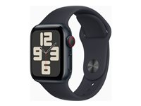 Apple Watch SE (GPS + Cellular) - 2e génération - 40 mm - aluminium minuit - montre intelligente avec bande sport - fluoroélastomère - minuit - taille du bracelet : S/M - 32 Go - Wi-Fi, LTE, Bluetooth - 4G - 27.8 g MRG73QF/A