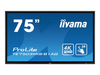 iiyama ProLite TE7503MIS-B1AG - Classe de diagonale 75" (74.5" visualisable) écran LCD rétro-éclairé par LED - interactive - avec lecteur de média intégré et écran tactile (multipoint) - 4K UHD (2160p) 3840 x 2160 - LED à éclairage direct - noir mat TE7503MIS-B1AG