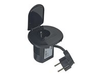 C2G Power Desk Grommet - Adaptateur pour prise d'alimentation - bipolaire (F) pour alimentation (M) - 2 m - noir - France 80845
