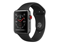 Apple Watch Series 3 (GPS + Cellular) - 42 mm - espace gris en aluminium - montre intelligente avec bande sport - fluoroélastomère - noir - taille de bande 140-210 mm - 16 Go - Wi-Fi, Bluetooth - 4G - 34.9 g MTH22ZD/A