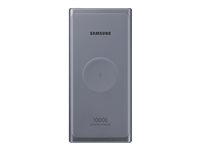 Samsung Wireless Battery Pack EB-U3300 - Bloc de charge sans fil/banque d'énergie - 10000 mAh - 25 Watt - 3 A - QC 2.0, FC - 2 connecteurs de sortie (24 pin USB-C) - sur le câble : USB-C - gris foncé EB-U3300XJEGEU