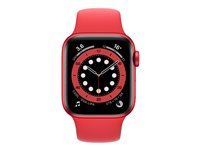 Apple Watch Series 6 (GPS) - (PRODUCT) RED - 40 mm - aluminium rouge - montre intelligente avec bande sport - fluoroélastomère - rouge - taille du bracelet : S/M/L - 32 Go - Wi-Fi, Bluetooth - 30.5 g M00A3NF/A