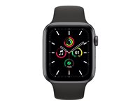 Apple Watch SE (GPS + Cellular) - 44 mm - espace gris en aluminium - montre intelligente avec bande sport - fluoroélastomère - noir - taille du bracelet : S/M/L - 32 Go - Wi-Fi, Bluetooth - 4G - 36.36 g MYF02NF/A
