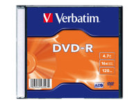 Verbatim - DVD-R - 4.7 Go 16x - argent mat - boîtier CD étroit 43547