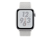 Apple Watch Nike+ Series 4 (GPS) - 44 mm - aluminium argenté - montre intelligente avec boucle Nike sport - nylon tissé - sommet blanc - taille de bande 145-220 mm - 16 Go - Wi-Fi, Bluetooth - 36.7 g MU7H2NF/A