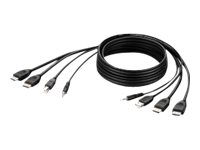 Belkin Secure KVM Combo Cable - Câble vidéo / USB / audio - USB, jack mini, HDMI (M) pour USB type B, jack mini, HDMI (M) - 3.05 m - passif, support 4K - noir F1DN2CCBL-HH-10