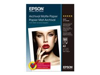 Epson Archival Matte Paper - Mat - A3 (297 x 420 mm) - 192 g/m² - 50 feuille(s) papier - pour SureColor SC-P700, P7500, P900, P9500, T2100, T3100, T3400, T3405, T5100, T5400, T5405 C13S041344
