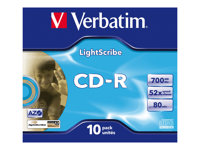 Verbatim - 10 x CD-R - 700 Mo (80 min) 52x - LightScribe - boîtier CD 43537