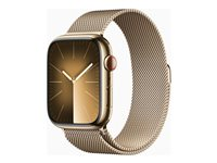 Apple Watch Series 9 (GPS + Cellular) - 45 mm - acier inoxydable doré - montre intelligente avec boucle milanaise - 64 Go - Wi-Fi, LTE, UWB, Bluetooth - 4G - 51.5 g MRMU3QF/A