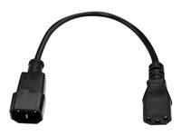 StarTech.com Rallonge de cordon d'alimentation pour ordinateur de 60 cm - Câble d'alimentation C14 vers C13 - Rallonge de câble d'alimentation - IEC 60320 C14 pour IEC 60320 C13 - 60 cm - noir PXT1002