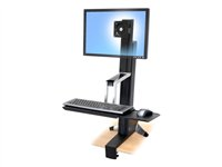 Ergotron WorkFit-S Single HD Sit-Stand Workstation Standing Desk - Kit de montage (fixation par pince pour bureau, pivot, colonne, clavier/plateau pour souris) pour Écran LCD/clavier/souris - noir, aluminium poli - Taille d'écran : jusqu'à 30 pouces - ordinateur de bureau 33-344-200