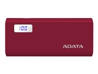ADATA P12500D - Banque d'alimentation 18650 - 12500 mAh - 45 Wh - 2.1 A - 2 connecteurs de sortie (USB) - rouge AP12500D-DGT-5V-CRD