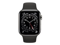 Apple Watch Series 6 (GPS + Cellular) - 44 mm - acier inoxydable graphite - montre intelligente avec bande sport - fluoroélastomère - noir - taille du bracelet : S/M/L - 32 Go - Wi-Fi, Bluetooth - 4G - 47.1 g M09H3NF/A