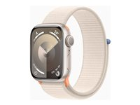 Apple Watch Series 9 (GPS) - 41 mm - aluminium droit - montre intelligente avec boucle sport - deux couches de matières textiles tissées - droit - 64 Go - Wi-Fi, UWB, Bluetooth - 31.9 g MR8V3QF/A