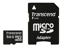 Transcend Premium - Carte mémoire flash (adaptateur microSDHC - SD inclus(e)) - 8 Go - Class 10 - 133x - micro SDHC TS8GUSDHC10