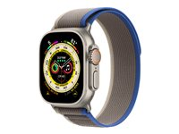 Apple Watch Ultra - 49 mm - titane - montre intelligente avec Boucle Trail - deux couches de matières textiles tissées - bleu/gris - taille du bracelet : S/M - 32 Go - Wi-Fi, LTE, UWB, Bluetooth - 4G - 61.3 g MNHL3NF/A
