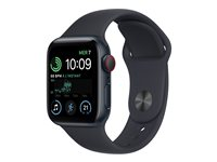 Apple Watch SE (GPS + Cellular) - 2e génération - 40 mm - aluminium minuit - montre intelligente avec bande sport - fluoroélastomère - minuit - taille du bracelet : Normal - 32 Go - Wi-Fi, LTE, Bluetooth - 4G - 27.8 g MNPL3NF/A