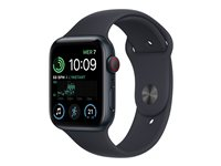Apple Watch SE (GPS + Cellular) - 2e génération - 44 mm - aluminium minuit - montre intelligente avec bande sport - fluoroélastomère - minuit - taille du bracelet : Normal - 32 Go - Wi-Fi, LTE, Bluetooth - 4G - 32.9 g MNPY3NF/A