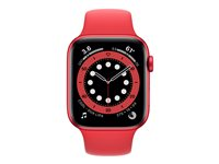 Apple Watch Series 6 (GPS + Cellular) - (PRODUCT) RED - 44 mm - aluminium rouge - montre intelligente avec bande sport - fluoroélastomère - rouge - taille du bracelet : S/M/L - 32 Go - Wi-Fi, Bluetooth - 4G - 36.5 g M09C3NF/A
