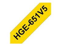 Brother HGE-651V5 - Noir sur jaune - Rouleau (2,4 cm x 8 m) 5 cassette(s) ruban laminé - pour P-Touch PT-9500pc, PT-9700PC, PT-9800PCN; P-Touch R RL-700S HGE651V5