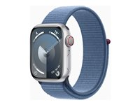 Apple Watch Series 9 (GPS + Cellular) - 41 mm - aluminium argenté - montre intelligente avec boucle sport - deux couches de matières textiles tissées - bleu hiver - 64 Go - Wi-Fi, LTE, UWB, Bluetooth - 4G - 32.1 g MRHX3QF/A