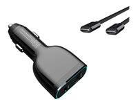 DLH DY-LI4060 - Adaptateur d'alimentation pour voiture - 78 Watt - 3 A - QC 3.0 - 2 connecteurs de sortie (USB type A, 24 pin USB-C) DY-LI4060