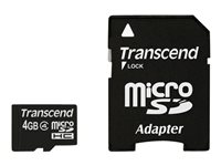 Transcend - Carte mémoire flash (adaptateur microSDHC - SD inclus(e)) - 4 Go - Class 4 - micro SDHC TS4GUSDHC4