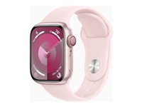 Apple Watch Series 9 (GPS + Cellular) - 41 mm - aluminium rose - montre intelligente avec bande sport - fluoroélastomère - rose pâle - taille du bracelet : M/L - 64 Go - Wi-Fi, LTE, UWB, Bluetooth - 4G - 32.1 g MRJ03QF/A